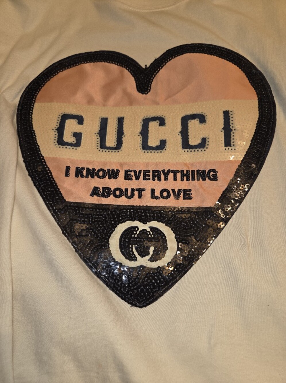 GG Short Sleeve Tee with Sequin Heart